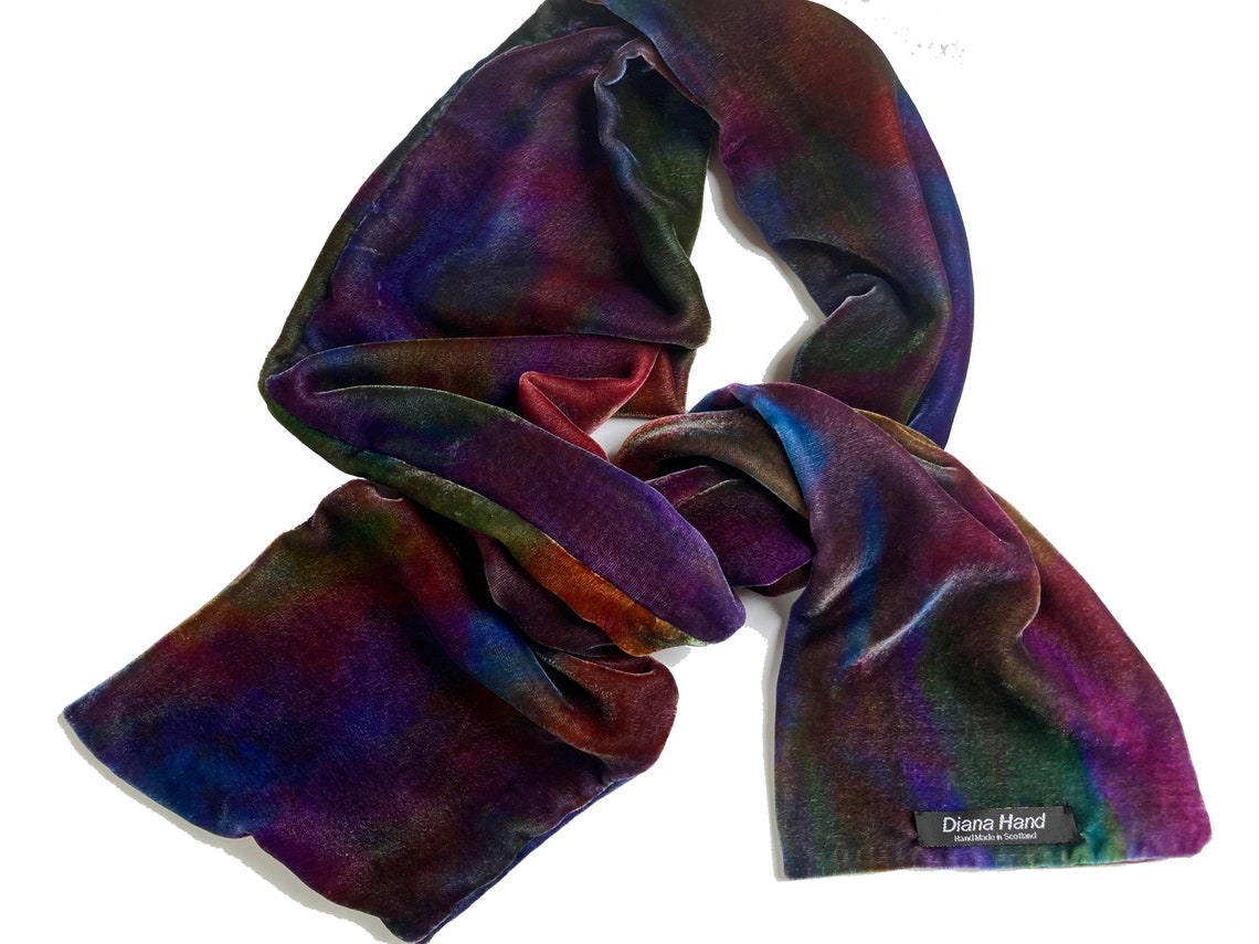 Handmade velvet scarf Scarf of Many Colours Etsy
