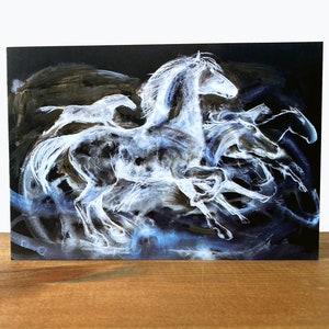 Blue Horses Equestrian Greetings Card