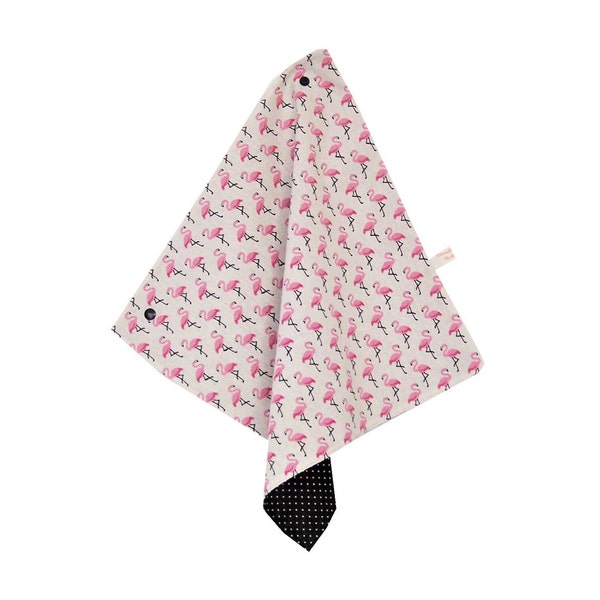 Serviette de table enfant " Flamants roses " avec attache pression, 3 modèles au choix