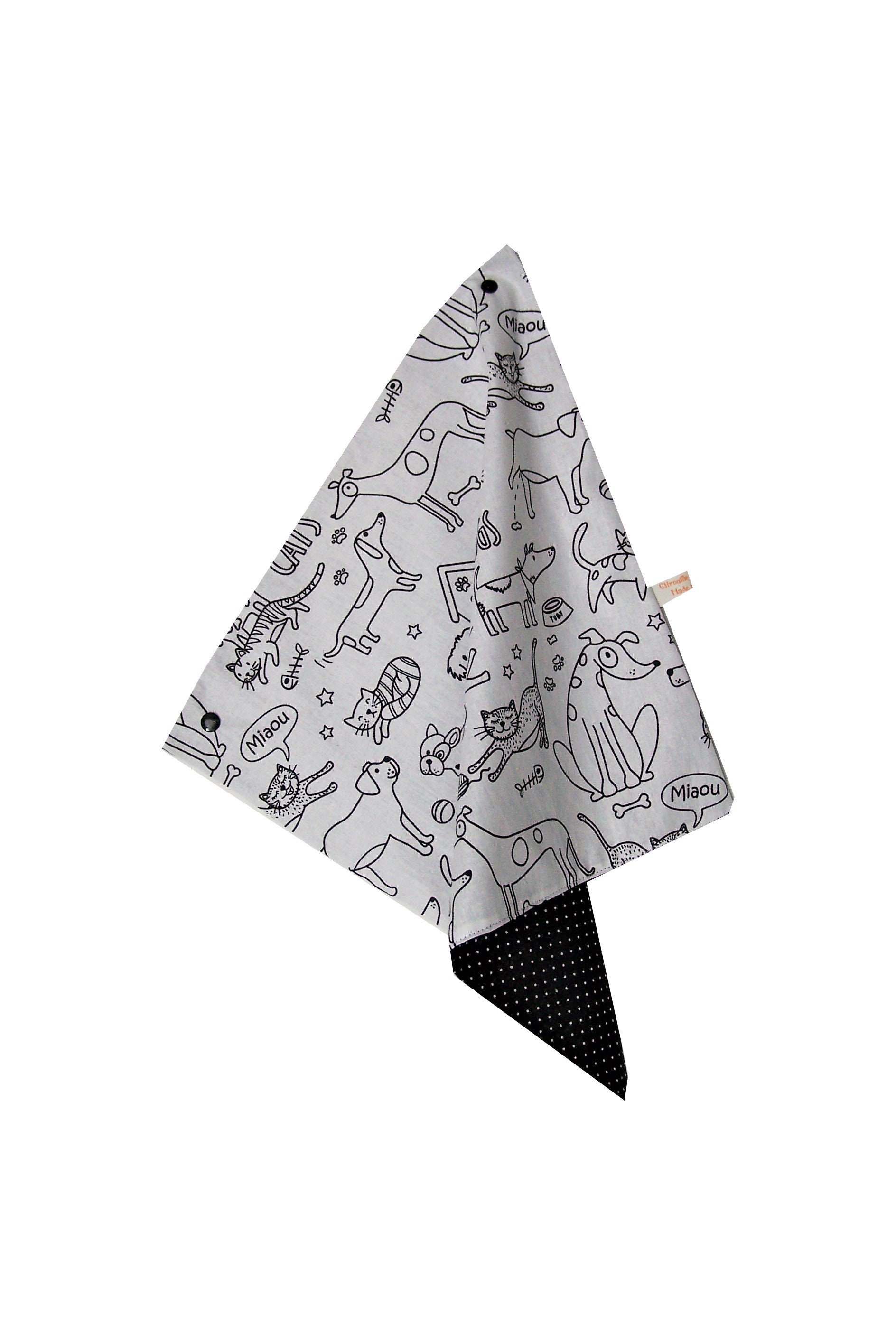 Serviette de Table Enfant à Colorier Animaux avec Attache Pression