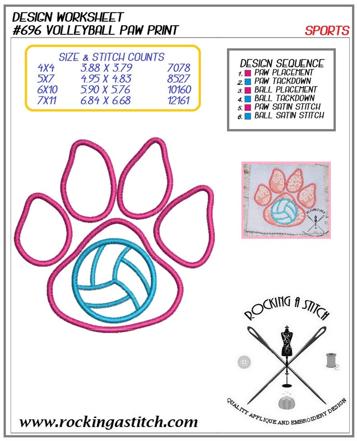RS 696 Volleyball Paw Print Etsy UK