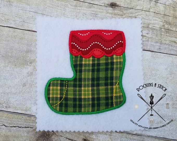 RS 763 christmas  stocking applique