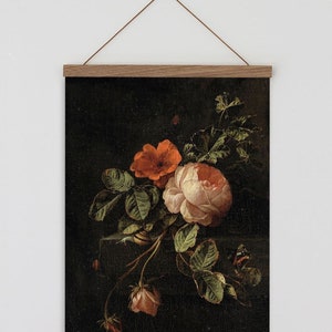 Canvas wall hanging of Old Dutch master dark and moody flower painting