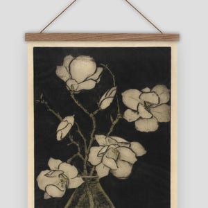 Botanical wall tapestry, Botanical wall hangings, Dark botanical tapestry, Tapestry wall hanging, Magnolia wall art, Floral tapestry art,