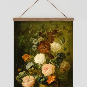 Vintage floral wall art, Vintage roses, Vintage flower painting, Vintage botanical painting, Dutch Masters flowers,  bohemian art print