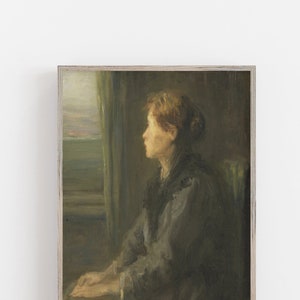 Vintage oil portrait print, vintage portrait poster,  Vintage portriat of a woman, Antique portrait painting, Old oil painting portrait