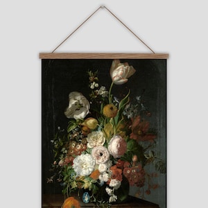 Rustic floral vintage print, autumn floral print, autumn wall art, dark botanical wall art, floral wall haning, vintage roses art print