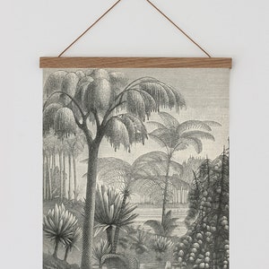 Tropical wall art. Palm tree wall chart, Vintage wall art, palm tree jungle illustration, tropical wall art wall hanging, framed wall art,