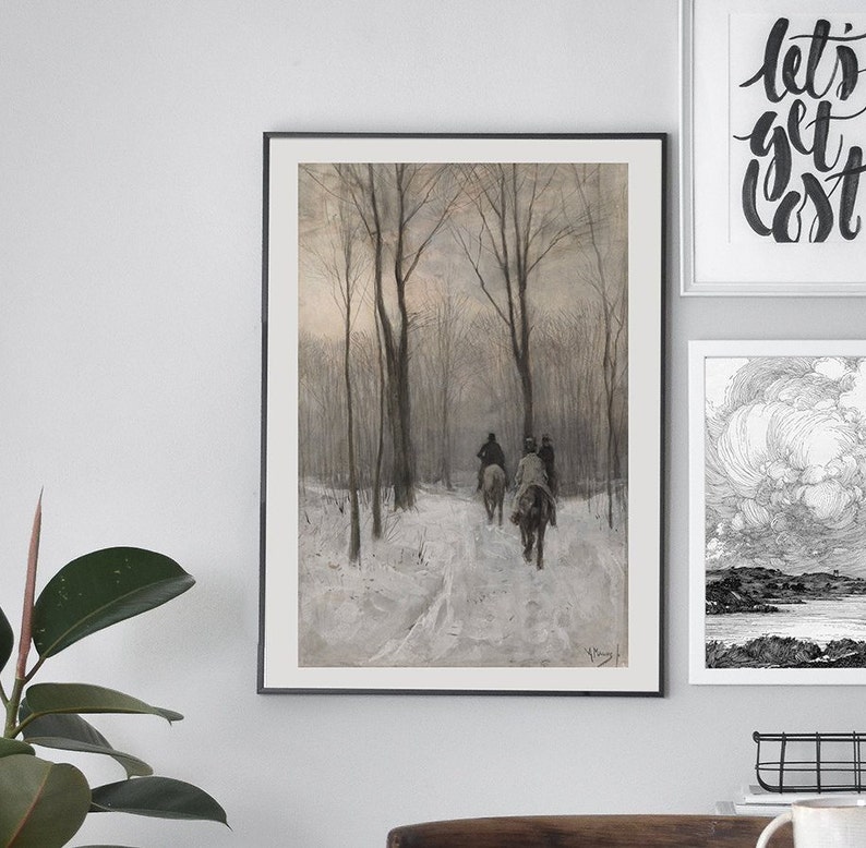 Vintage Winter Landscape Painting Vintage Winter Wall Art Etsy UK