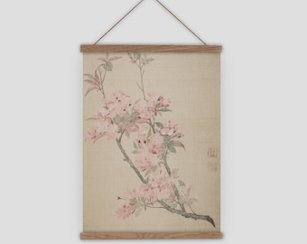 Chinese wall hanging, floral wall hanging, chinese wall art, blossom wall art, Chinese painting, Chinoiserie, Chinese scroll, Floral print