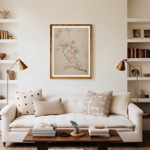 Chinese wall hanging featuring a floral painting of a Chinese Crabapple Blossom
