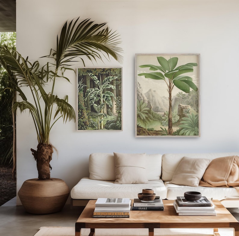 Palm tree wall hanging featuring a tropical palm tree from the Seychelles in a tropical forest