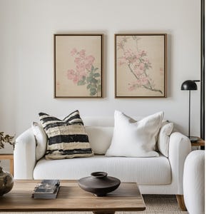 Set of 2 prints, floral prints, chinese wall art, chinese blossom wall art, Chinoiserie, Chinese scroll, print pair, botanical wall art