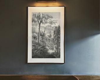 Tropical Vintage Home Decor. Large Palm tree tapestry wall art, Palm tree wall hanging, vintage reproduction print, palm tree illustration