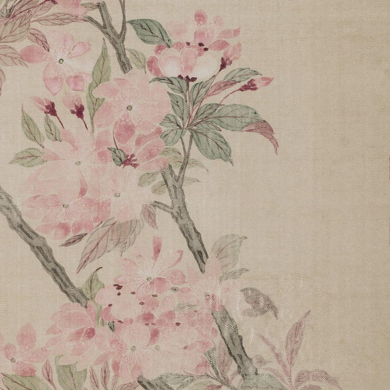 Chinese wall hanging featuring a floral painting of a Chinese Crabapple Blossom