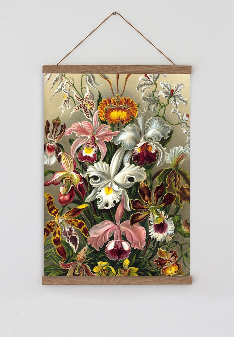 Vintage orchids art print orchid wall art vintage flower painting bohemian art print vintage floral wall art vintage floral boho decor