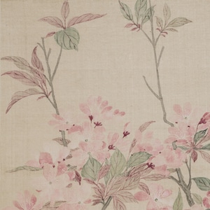 Chinese wall hanging featuring a floral painting of a Chinese Crabapple Blossom