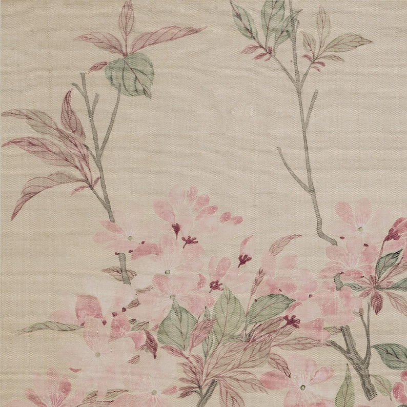 Chinese wall hanging featuring a floral painting of a Chinese Crabapple Blossom