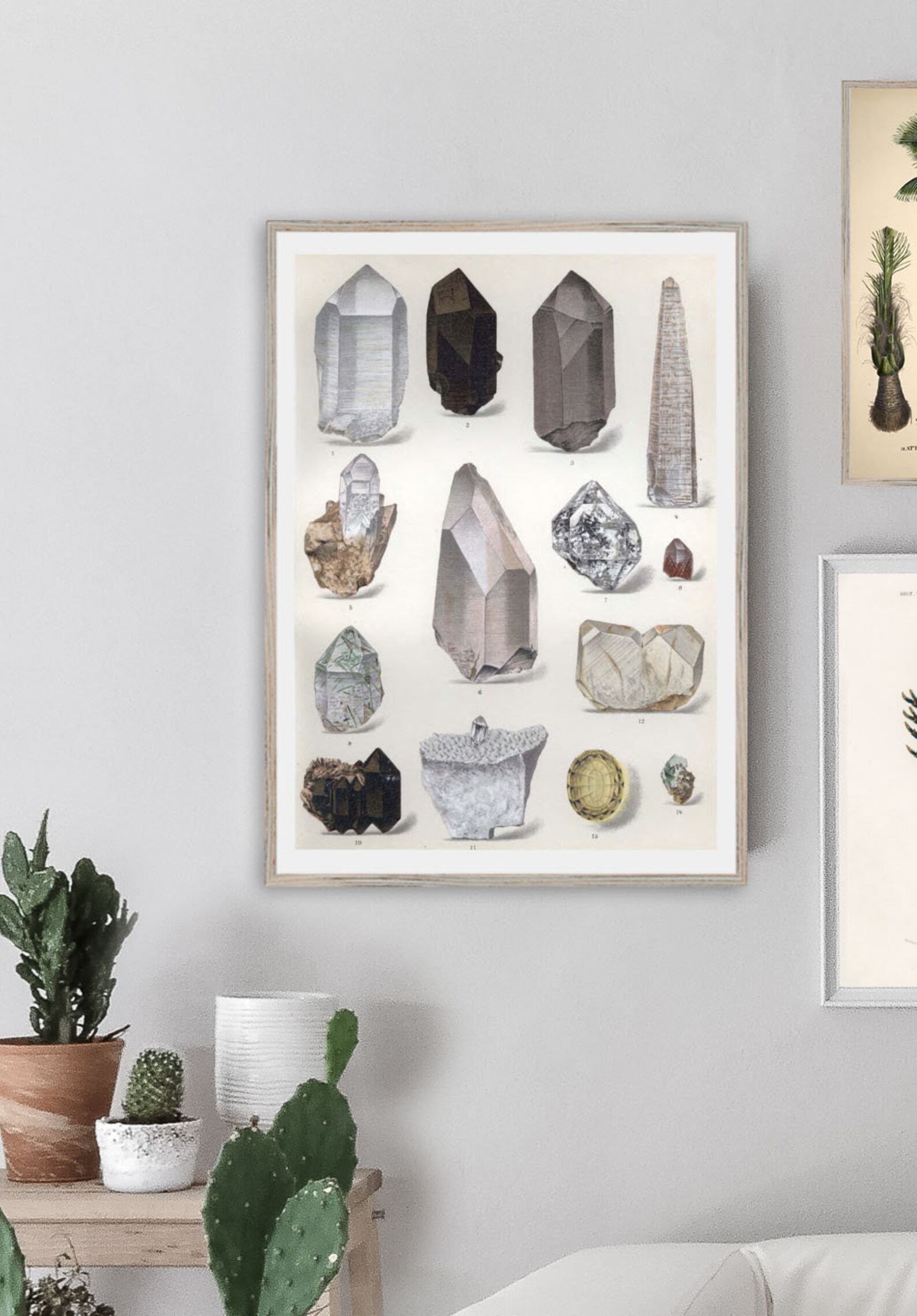 Crystal Wall Artvintage Crystal Illustration Boho Wall Etsy