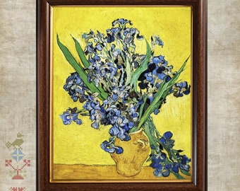 Cross Stitch Van Gogh Reproduction Pattern Irises Painting Chart PDF Instant Download Vintage Antique Old Famous Popular Flower