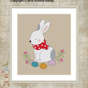 Cross Stitch Pattern Cute Happy Easter Bunny Counted Chart PDF Instant Download Simple and Easy to Make