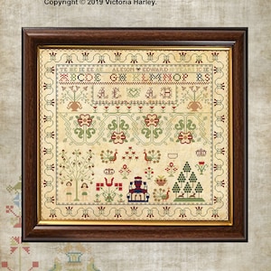 Antique 1791 Scottish Sampler Reproduction Cross Stitch Counted Chart PDF Instant Download Unique Easy to Make Vintage Old  English Harley