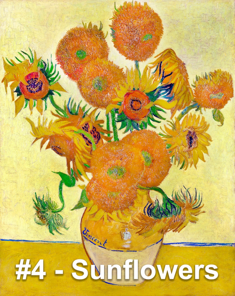 Cross Stitch Van Gogh Reproduction Pattern Sunflowers Painting Chart