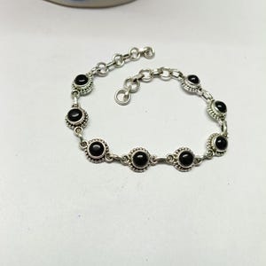 Black Onyx Bracelet, 925 Sterling Silver Bracelet, Handmade Jewelry, Gemstone Bracelet, Silver Jewelry, Gift for her, Gift Bracelet.