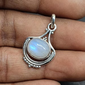 Moonstone Pendant, 925 Silver Pendant Jewelry Healing Crystal Necklace, Crescent Moonstone Charm, Astrology Gift, Unique Jewelry
