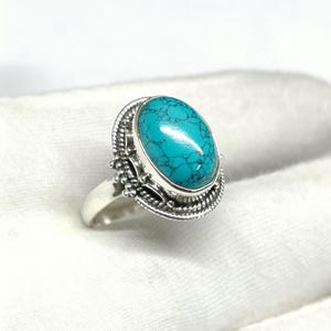 925 Sterling Silver Ring / Turquoise / Designer Ring / Women&#39;s Ring Band / Wedding ring / Oval Turquoise Ring /Customized ring Women Jewelry