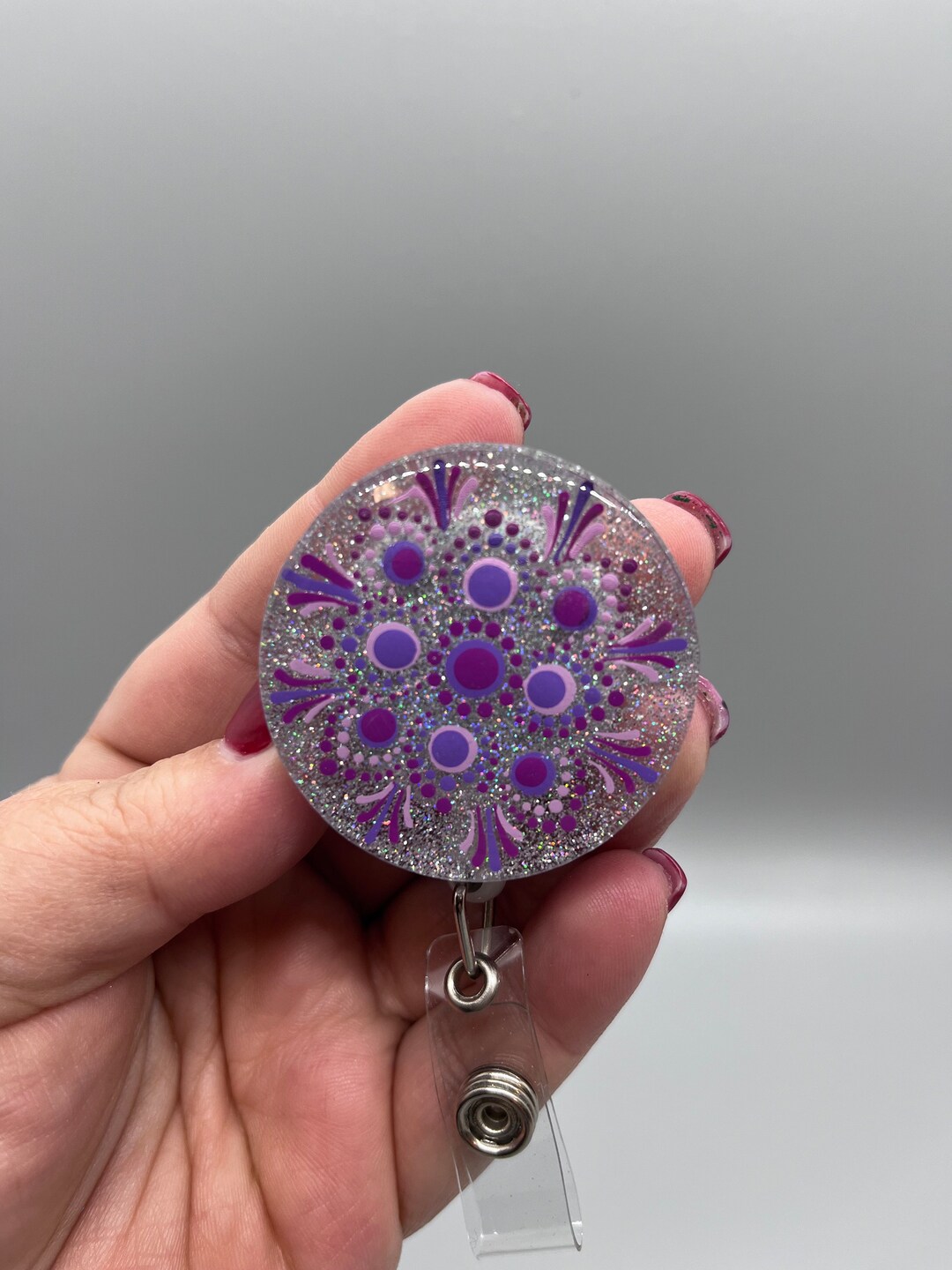 Handpainted Badge Reel Dot Art Work Accessories Wearable Etsy