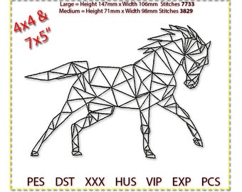 Diseño de bordado geométrico de caballo: Puntadas bajas (Descarga digital)