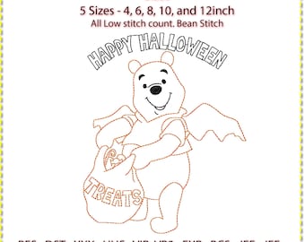 Halloween Pooh Stickdatei: 2-Farben Stickdatei