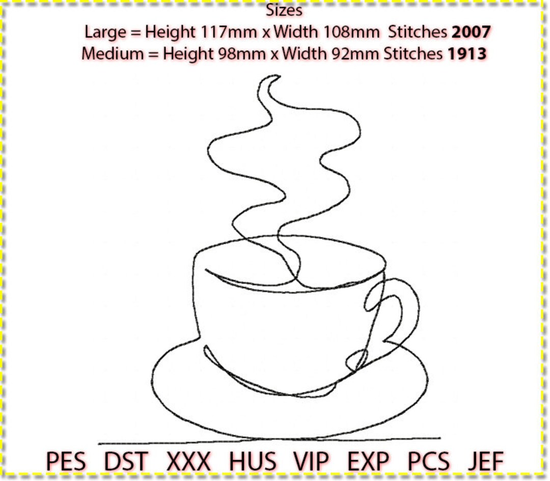 Cup Line Art Machine Embroidery Design (digital Download) - Etsy