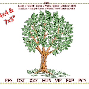 Tree Embroidery Design, Machine Embroidery, 2 colour