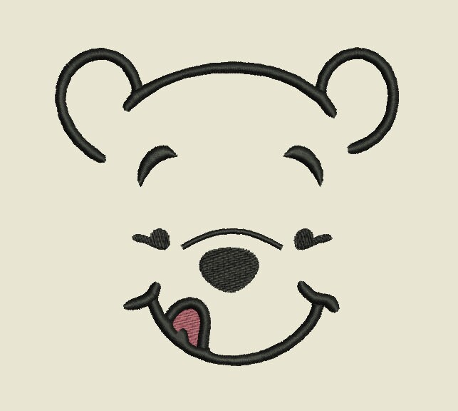 Pooh Face Embroidery Design, Pooh Bear Machine Embroidery