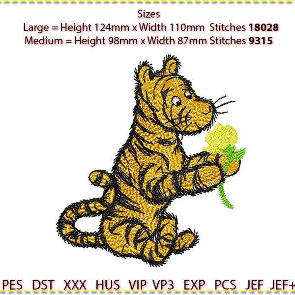 Classic Tigger Embroidery Design, Pooh Bear Machine Embroidery, Winnie.  5 colour.