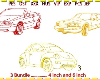 Car Line Art Embroidery Design: Vehicle Machine Embroidery (Digital Download)