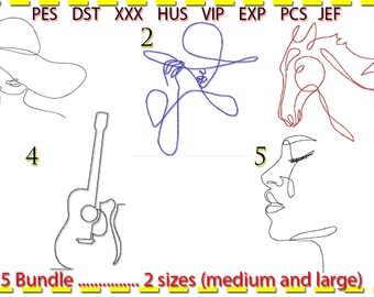Line Art Embroidery Design Bundle, Sketch Style (Machine Embroidery)