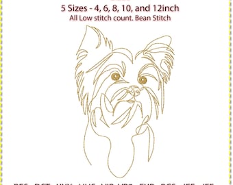 Yorkie Line Art Embroidery Design: Low Stitch Count (4-12 inch)