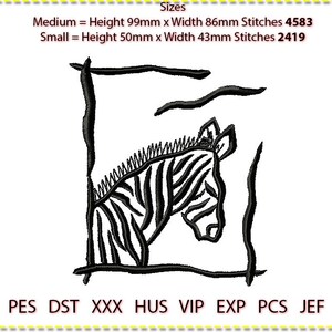 Zebra Embroidery Design, Machine Embroidery, Low stitch count. 1 colour.