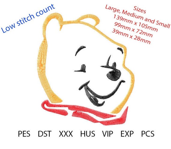 Pooh♡ Pooh Face Embroidery Design, Pooh Bear Machine Embroidery