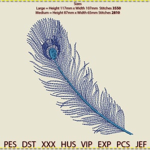 Feather 4 Embroidery Design, Machine Embroidery, Low stitch count. 2 colour