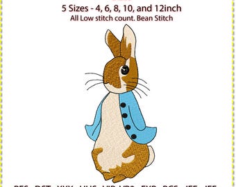 Peter Rabbit machineborduurontwerp, Beatrix Potter, 5 maten (digitale download)