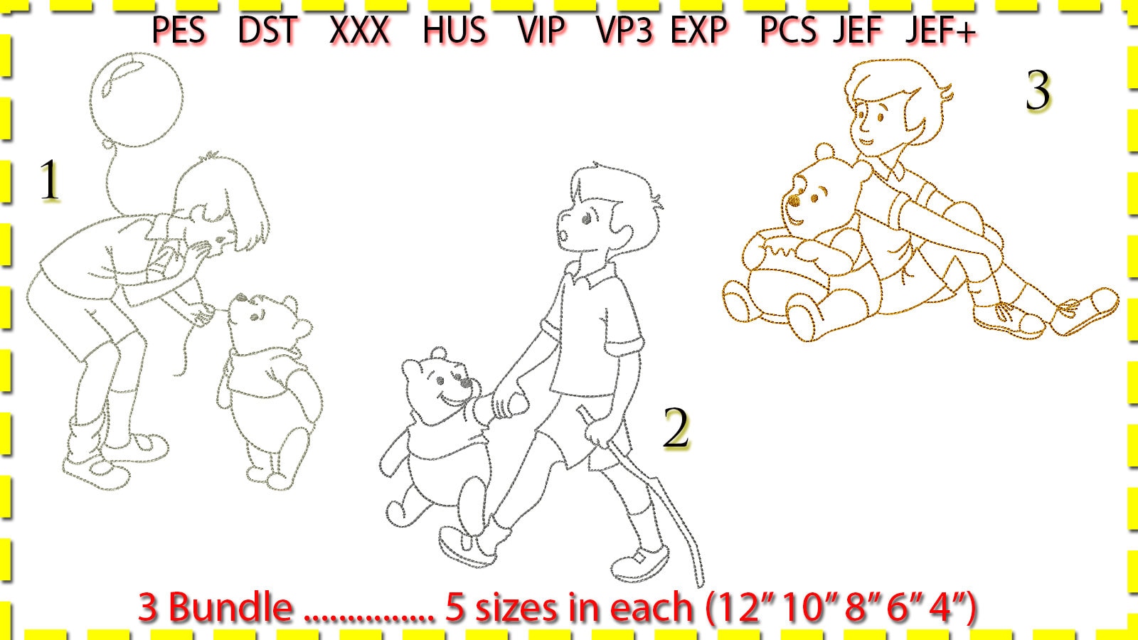 Pooh and Christopher Robin Embroidery Outline Bundle (digital Download ...
