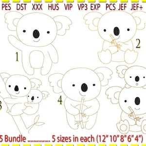 Koala Machine Embroidery Designs: Line Art Bundle (digital Download) - Etsy