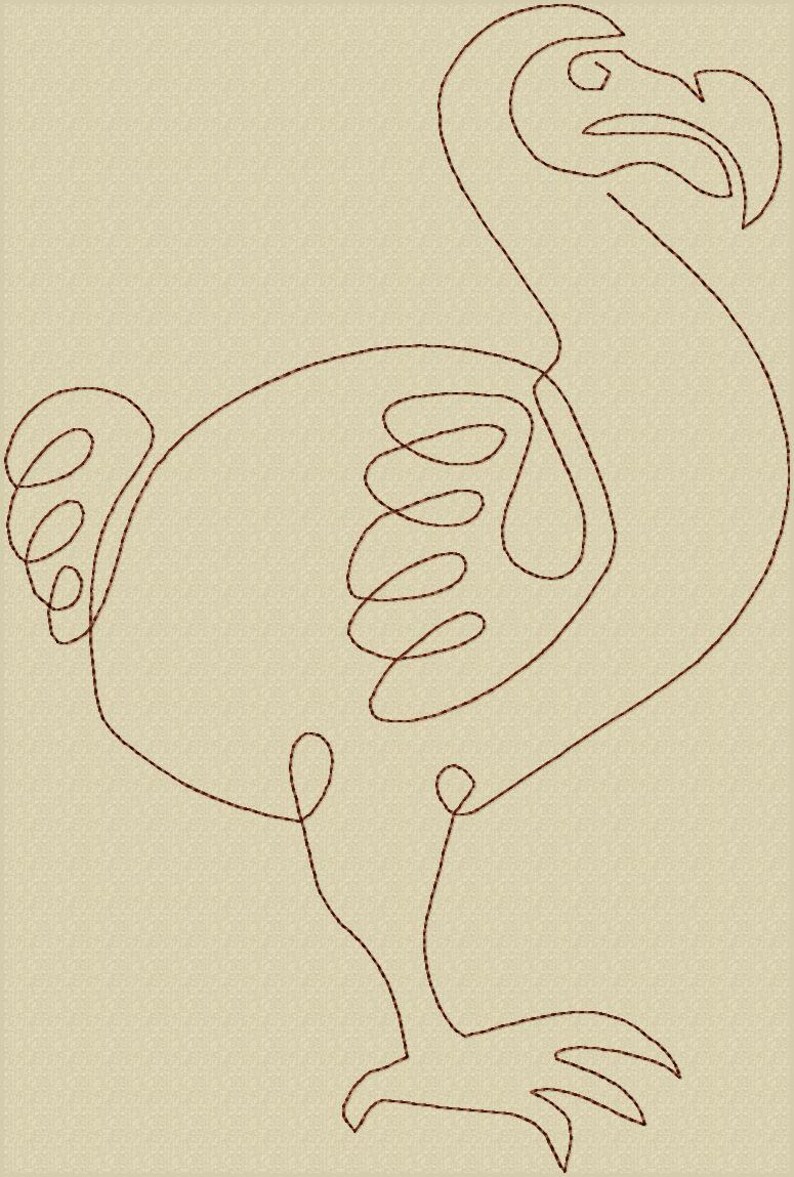 Dodo Design/color Dodo Line Art Machine Embroidery Design: Bean Stitch (3-12 Inch) - Etsy