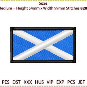 Scotland Flag Embroidery Design, Motto Machine Embroidery, 3 colour. Scots Flag