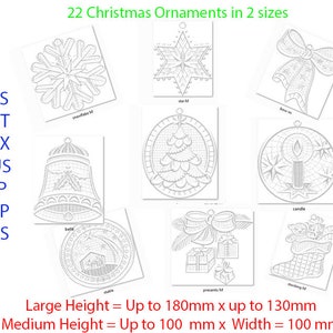 Christmas decoration embroidery. Machine Embroidery. Embdroidery file. 22 different files in 2 sizes