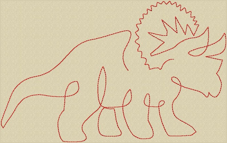 Pacchetto dinosauro x4 ciascuno in quattro dimensioni Disegno ricamo, Ricamo macchina, Line Art. Conteggio punti basso. 1 colore. immagine 2